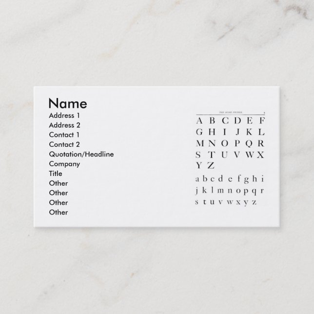 Die Alphabet Business Card Visitenkarte (Vorderseite)