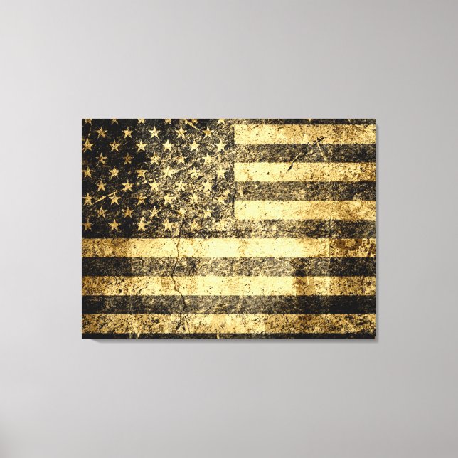 Die alte amerikanische Flaggengrunge knackt Leinwanddruck (Vorderseite)