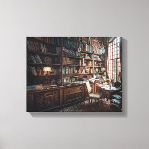 Die alte Bibliothek Leinwanddruck