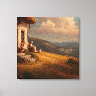Die alte Dame und ihr Hund Leinwanddruck