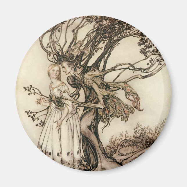 Die alte Frau im Wald von Arthur Rackham Magnet (Vorne)