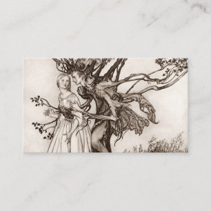 Die alte Frau im Wald von Arthur Rackham Visitenkarte