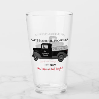 Die alte Garage Pint Beer Soda Glas