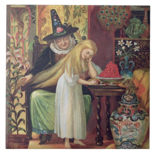 Die alte Hexe, die Gerda Haar mit einem goldenen c Fliese