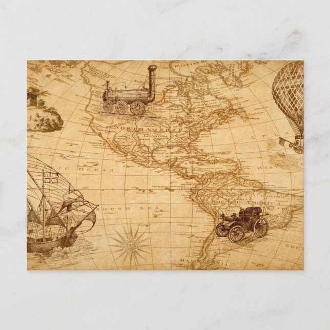 Die alte Landkarte der vereinten Staaten Postkarte (Vorderseite)