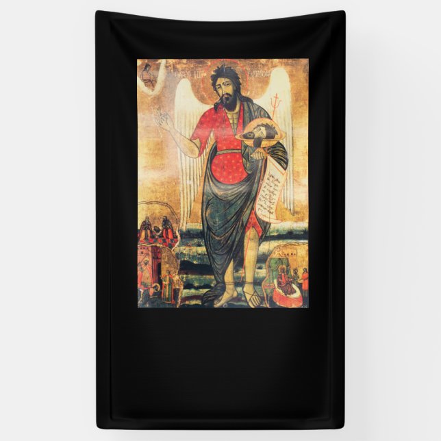 Die alte orthodoxe Ikone von Johannes dem Täufer Banner (Vertikal)