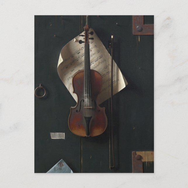 Die alte Violine von William Michael Harnett Postkarte (Vorderseite)