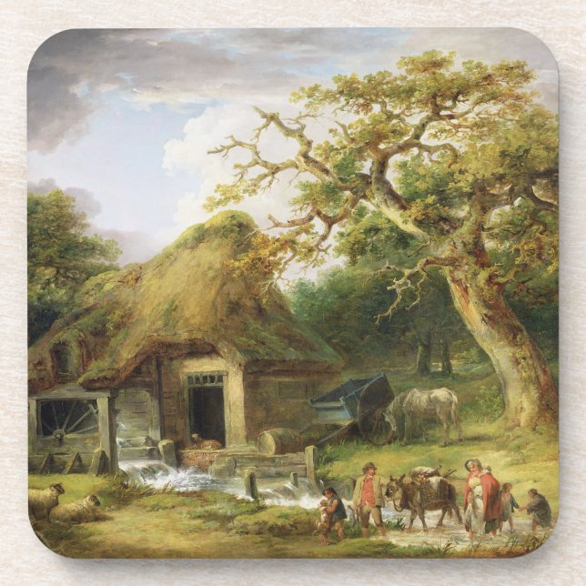 Die alte Wasser-Mühle, 1790 (Öl auf Leinwand) Getränkeuntersetzer (Vorderseite)