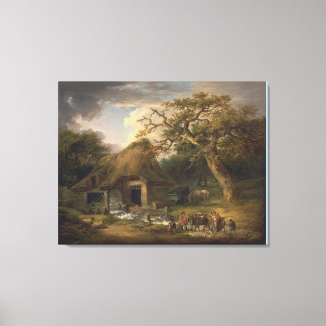 Die alte Wassermühle von George Morland Leinwanddruck (Vorderseite)