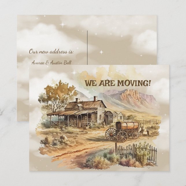 Die alte westliche Szene, die wir bewegen Postkarte (Vorne/Hinten)