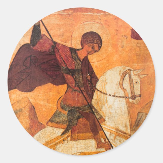 Die altrussische Ikone St.George Runder Aufkleber (Vorderseite)