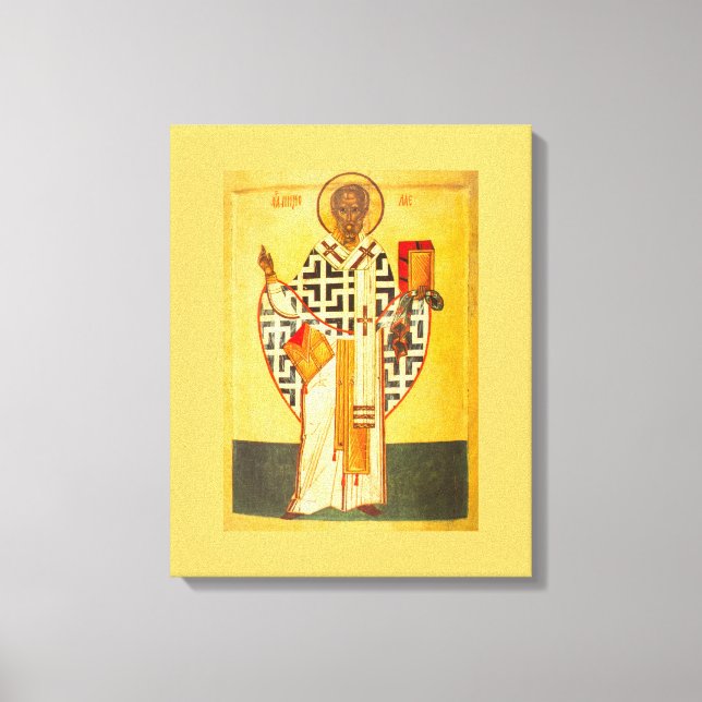 Die altrussische Ikone St.Nicholas Leinwanddruck (Vorderseite)