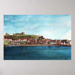 Die Altstadt unterhalb der East Cliff Whitby Hafen Poster
