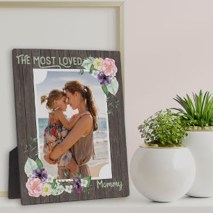 Die am meisten geliebte Mami Rustikales Holz Blume Fotoplatte