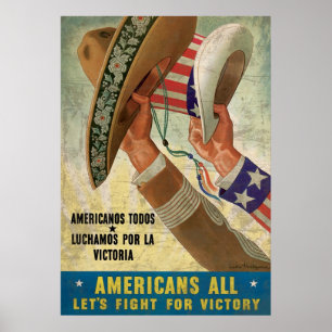 Die Amerikaner alle wollen um den Sieg kämpfen Poster