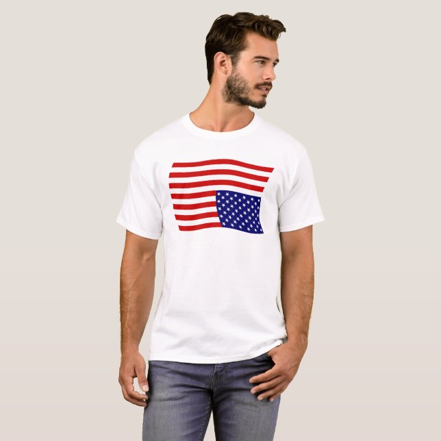 Die amerikanische Fahne auf den Kopf - Trump-Gegne T-Shirt (Vorne ganz)