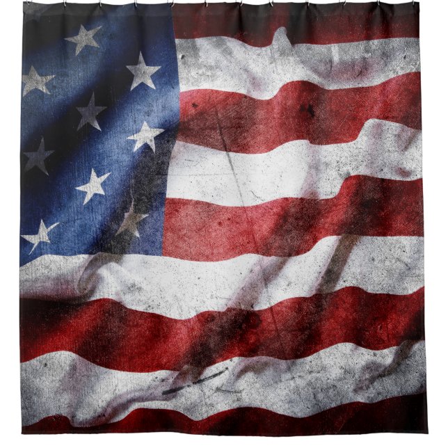 Die amerikanische Fahne schmiegen. Duschvorhang (Vorderseite)