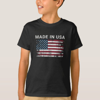 Die amerikanische Flagge, hergestellt in den USA, T-Shirt