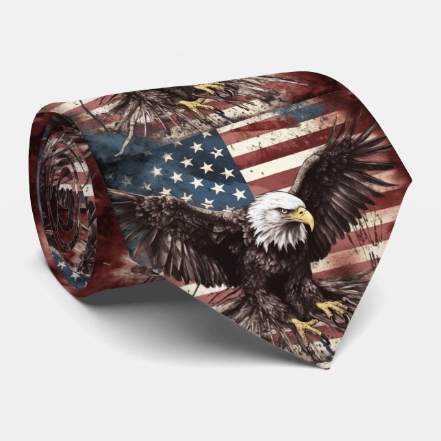 Die amerikanische Flagge und der amerikanische Adl Krawatte (Gerollt)