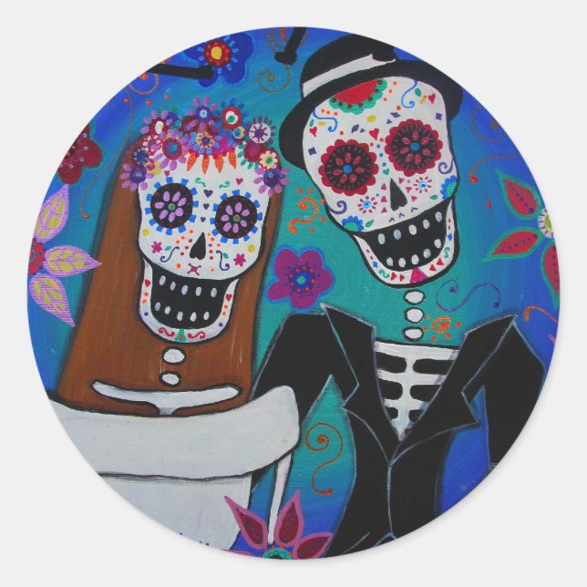 DIE AMO WEDD DIA DE LOS MUERTOS RUNDER AUFKLEBER (Vorderseite)