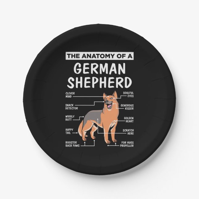 Die Anatomie eines deutschen Hirten Pappteller (Vorderseite)