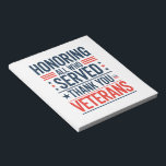 Die Anerkennung aller, die euch gedient haben Vete Notizblock<br><div class="desc">Die Anerkennung aller, die Ihnen gedient haben, Veteranen Tag amerikanische Flagge</div>