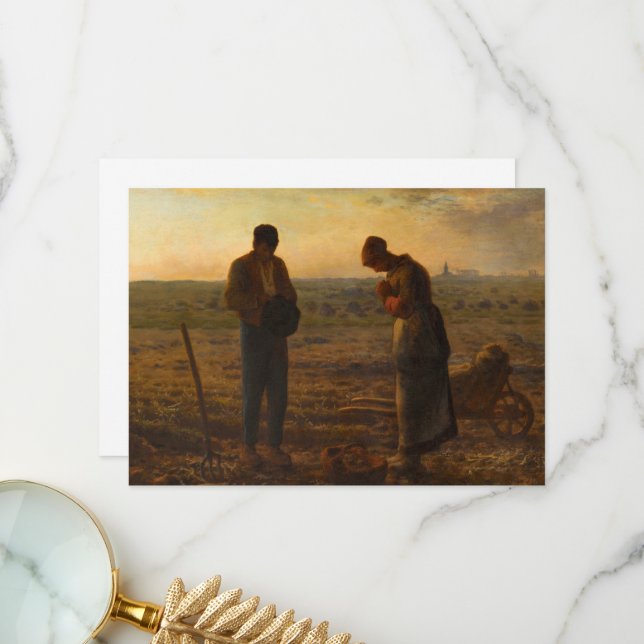 Die Angelus von Jean-Francois Millet Dankeskarte (Vorderseite/Rückseite Beispiel)