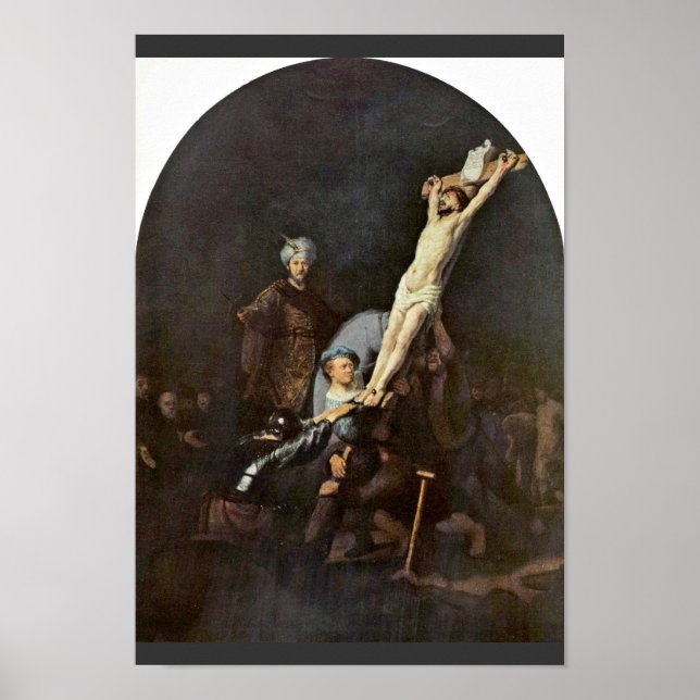 Die Anhebung des Kreuzes. von Rembrandt Van Rijn Poster (Vorne)