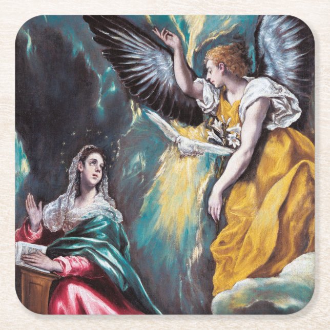 Die Ankündigung El Greco Rechteckiger Pappuntersetzer (Vorderseite)