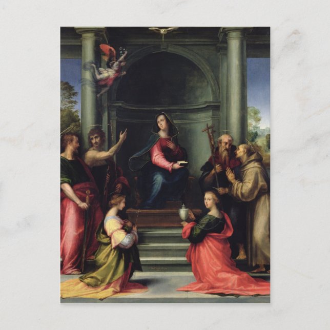 Die Ankündigung mit Heiligen, 1515 Postkarte (Vorderseite)