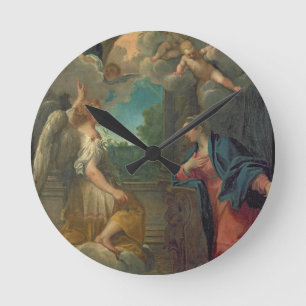 Die Ankündigung (Öl auf Leinwand) 2 Runde Wanduhr