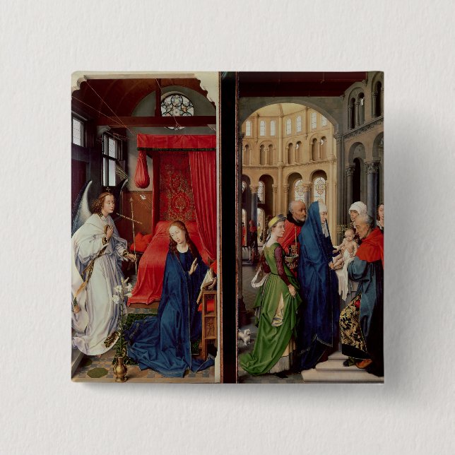 Die Ankündigung und die Darstellung im Tempel Button (Vorderseite)