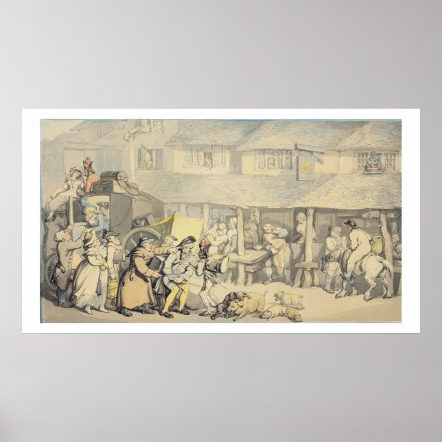 Die Ankunft der Bühne Coach am Sun Inn, Bod Poster (Vorne)