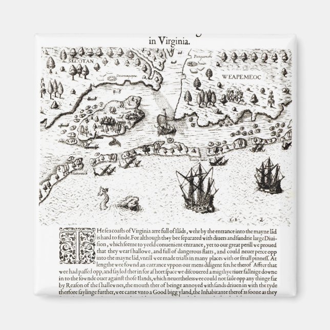 Die Ankunft der Engländer in Virginia Magnet (Vorne)