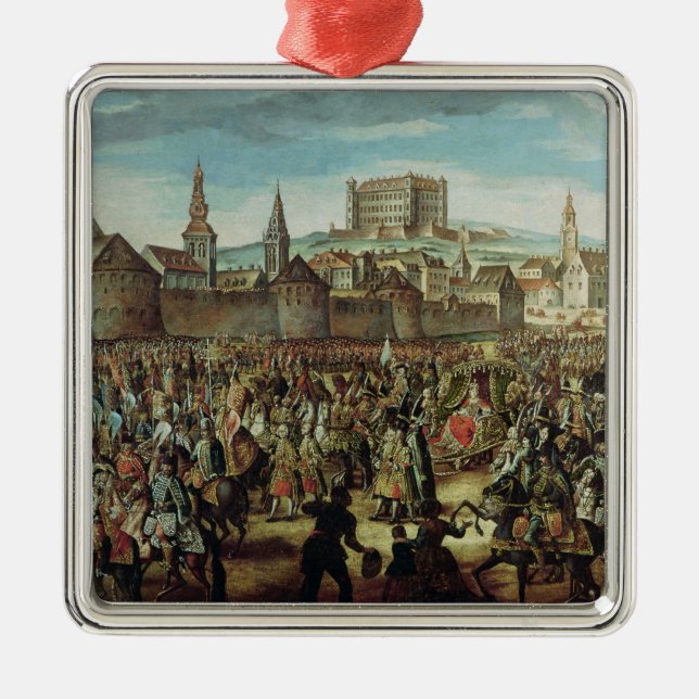 Die Ankunft der Kaiserin Maria Theresa von Silbernes Ornament (Vorne)