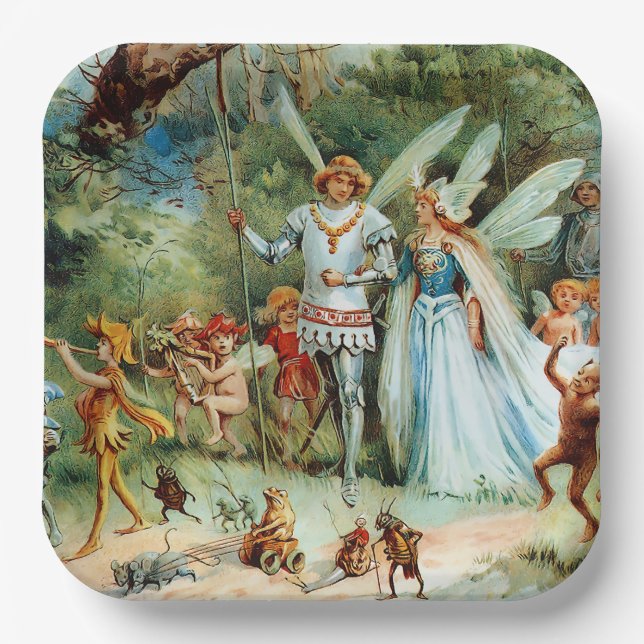 Die Ankunft des Königs und der Königin der Fairies Pappteller (Vorderseite)