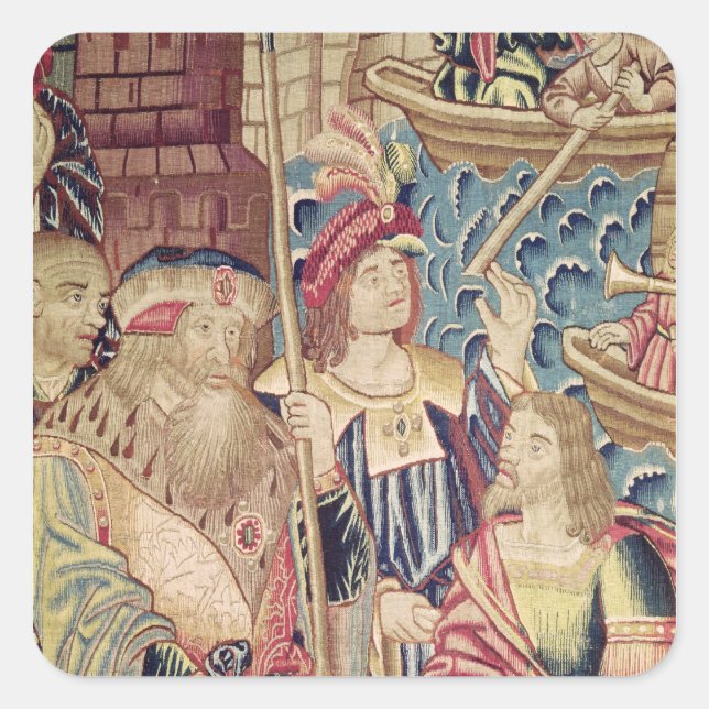 Die Ankunft von Vasco da Gama in Calicut Quadratischer Aufkleber (Vorderseite)