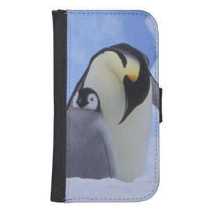 Die Antarktis. Kaiser-Pinguine und -küken Samsung S4 Geldbeutel Hülle