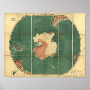 Die Antarktis-Regions-antike Karte 1922 Poster