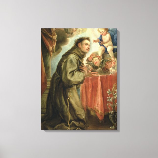 Die Anthony von Padua, die das christliche Kind be Leinwanddruck (Vorderseite)