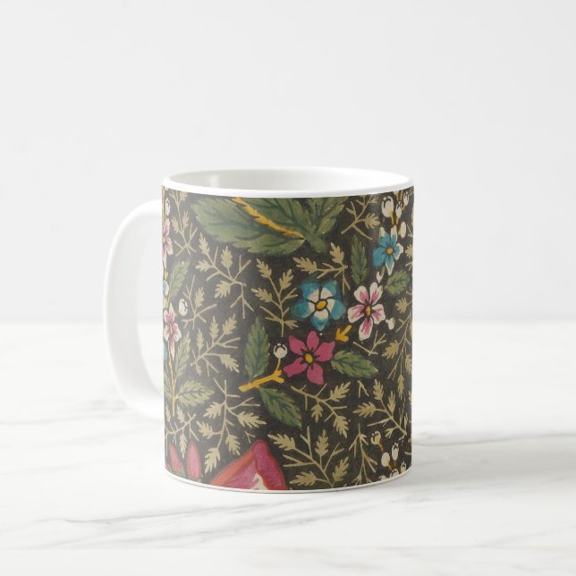Die antike französische Toile de Jouy-Zweigstelle  Kaffeetasse (Vorderseite Links)