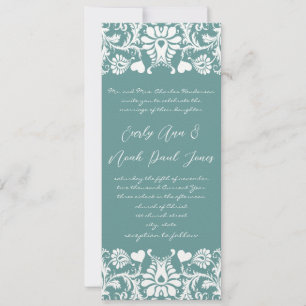 Die Aqua Blue Damask Einladung zur Hochzeit