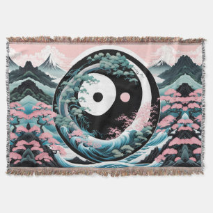 Die Aquamarine Wave Pink Sage Decke