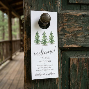 Die Aquarell-Kiefernwald-Hochzeitskollektion Türanhänger