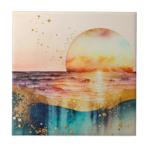 Die Aquarell-Strand-Serie Design 3 Fliese