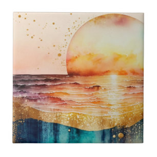Die Aquarell-Strand-Serie Design 3 Fliese
