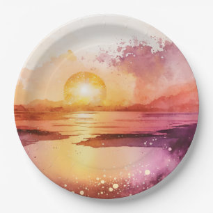 Die Aquarell-Strand-Serie Design 3 Pappteller