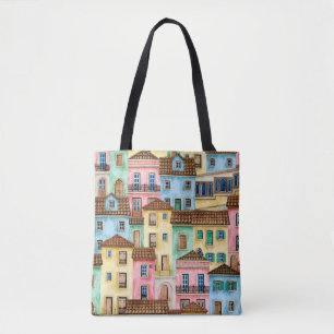 Die Aquarellmuster, die sich nahtlos mit Portugal  Tasche
