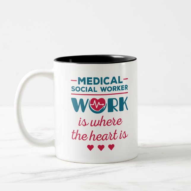 Die Arbeit der medizinischen Sozialarbeiter ist do Zweifarbige Tasse (Links)