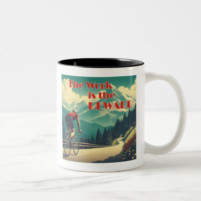 Die Arbeit ist das belohnte Radgebirge Zweifarbige Tasse (Rechts)